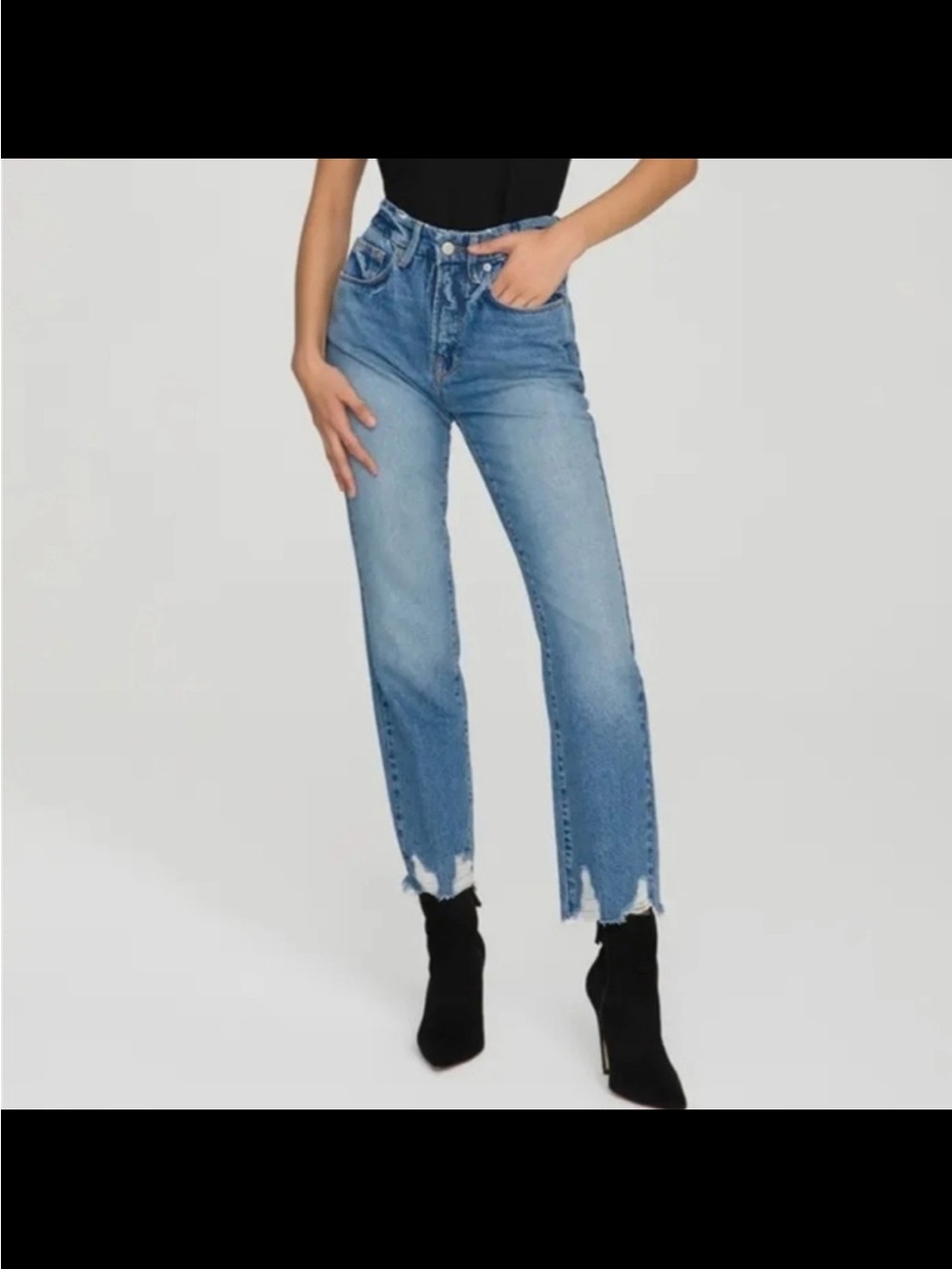 Good American Good Vintage Women's Vintage Jagged Hem Jeans Blue 641 Size 16 NWT
